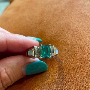 Mother of pearl and Blue Turquoise topaz ring